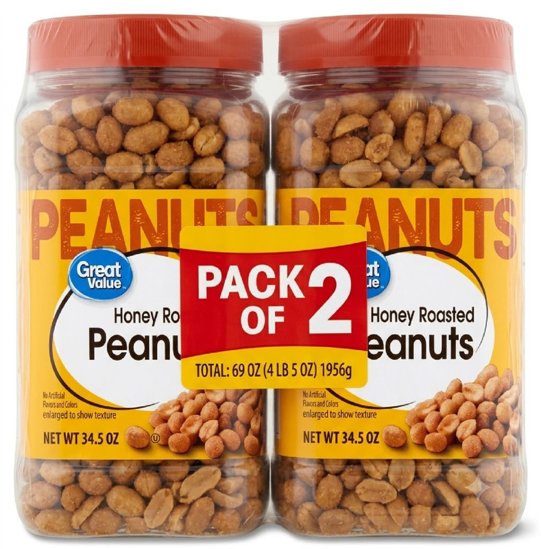 2 pk Great Value Honey Roasted Peanuts, 34.5 oz