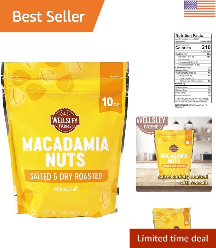 Gourmet Resealable Macadamia Nuts, Lightly Salted 10 oz – Nutrient-Rich Delight