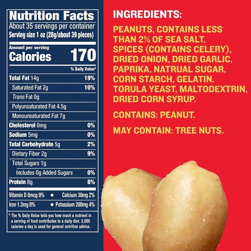 Lightly Salted Dry Roasted Peanuts 6 ct Pack - 2.2 lb Healthy Snack Delight gallery
