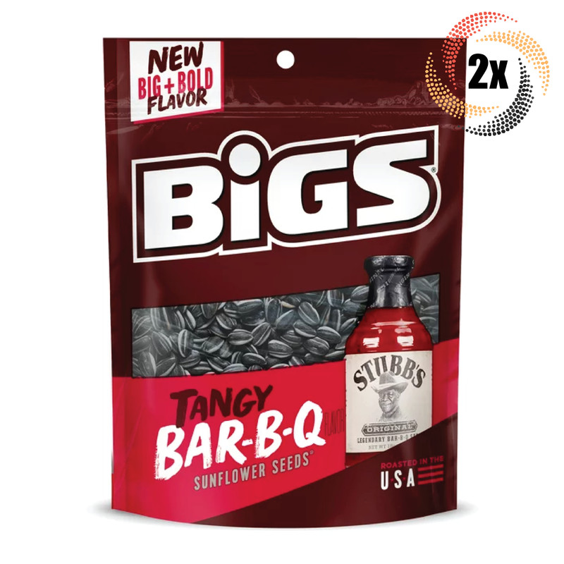 2x Bags Bigs Stubb’s Tangy BAR-B-Q Sunflower Seed | 5.35oz | Big & Bold Flavor