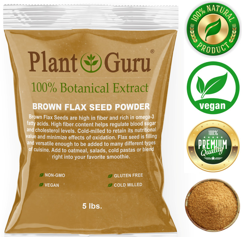 Brown Flax Seed Powder 5 lb. Bulk Omega-3 NON GMO 100% Pure Flaxseed Ground Meal