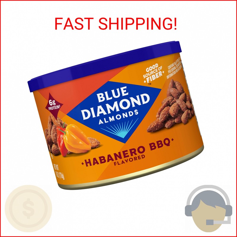 Blue Diamond Almonds, Habanero BBQ Flavored Snack Nut, Non-GMO, Kosher, No Glute
