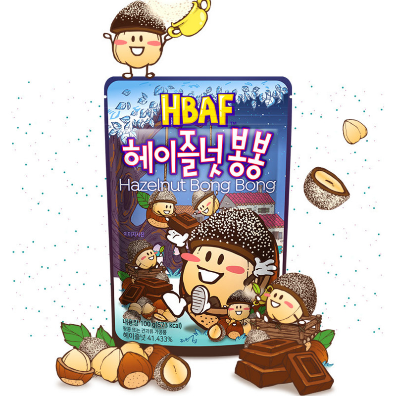 HBAF Hazelnut Bong Bong 100g x 3 Packs Korean Hazelnut Chocolate Snack HACCP gallery