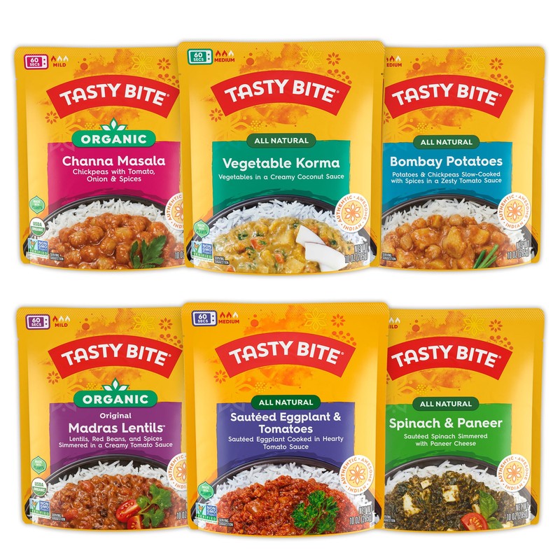 Vegan Indian Cuisine Variety Pack 6 Ready to Eat Entrees 10 Ounce