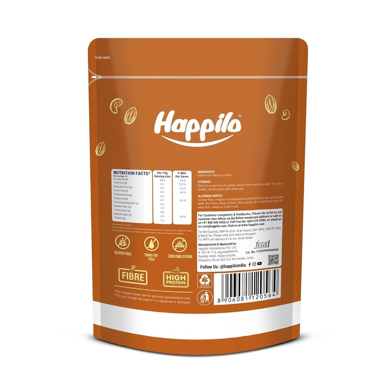 Happilo Premium 100% Natural inshell walnuts 500g : Large Size : Omega-3 & Iron gallery