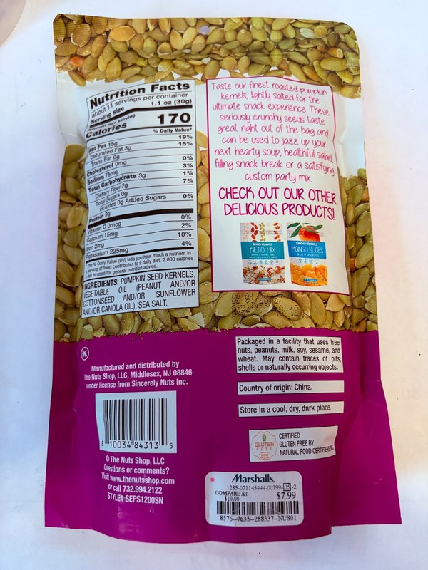 Pumpkin Seeds – Sincerely Nuts – 12 oz Shelled, Lightly Salted Vegan No gluten gallery