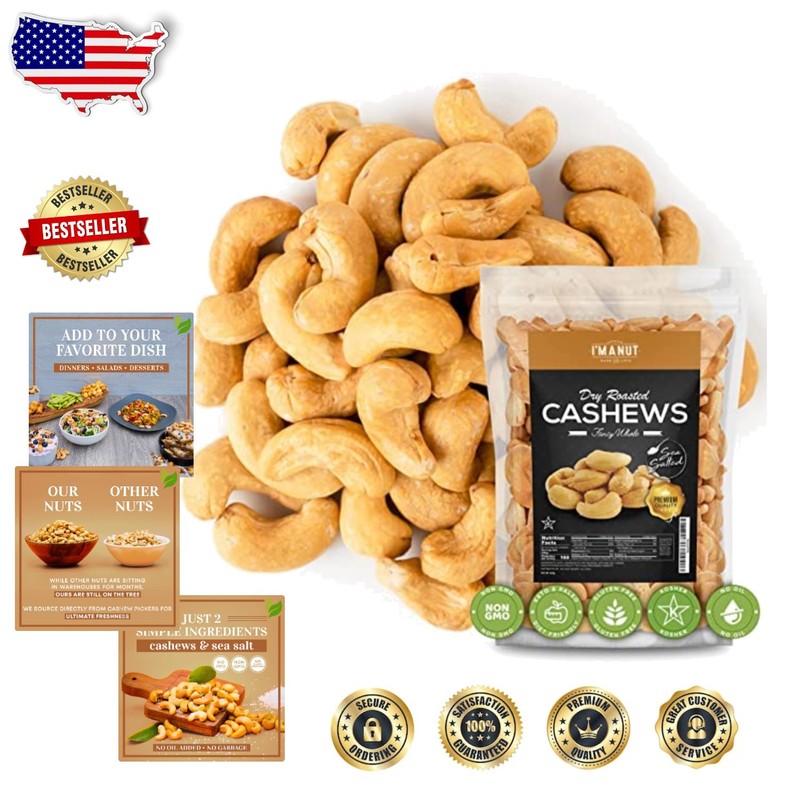 Dry Roasted Fancy Cashews Sea Salt 4lb Resealable Kosher Keto