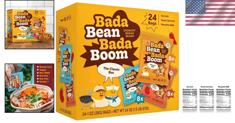 Bada Bean Bada Boom Crunchy Fava Bean Snacks - 0 Calorie Variety Pack (24) gallery