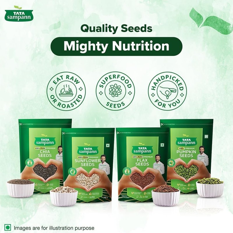 Tata Sampann Pumpkin Seeds 200g | Raw, Unroasted | Protein & Mineral Rich Snack gallery