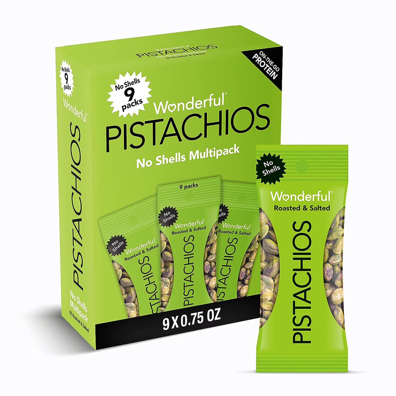 Wonderful Pistachios No Shells Roasted & Salted, 0.75 oz (Pack of 9)