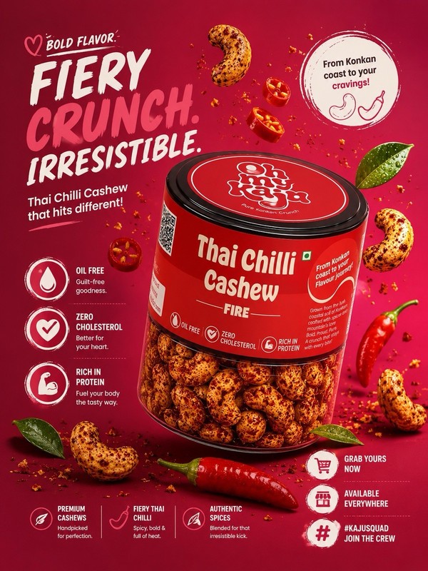 Thai Chilli flavoured cashew- No Oil- Roasted. Appetaizer 125 gns gallery