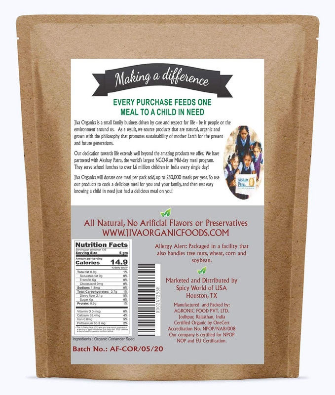 Jiva Organics Organic Coriander Seeds Whole 1.25 Pound Bulk Bag - Non-Gmo gallery
