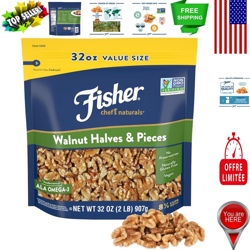 Nutty Flavor Walnut Halves & Pieces - 2 lb Protein for Healthy Snacking
