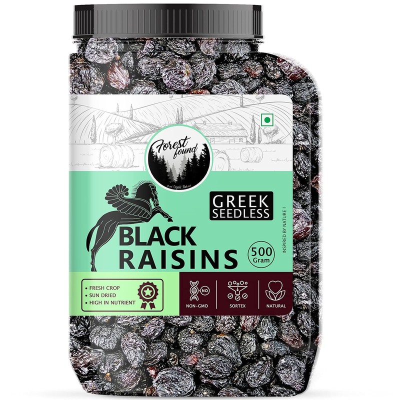 Forest Found Black Raisins 500g|Seedless Kishmish Kali Draksh Premium Dry Fruits