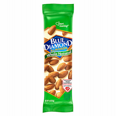 Blue Diamond 5181 Whole Natural Almonds, 1.5 oz. Tube – Quantity 12