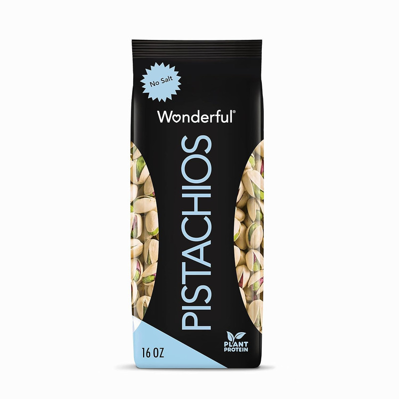 Wonderful Pistachios in Shell, Roasted with No Salt Nuts, 16 Ounce Bag, Protein