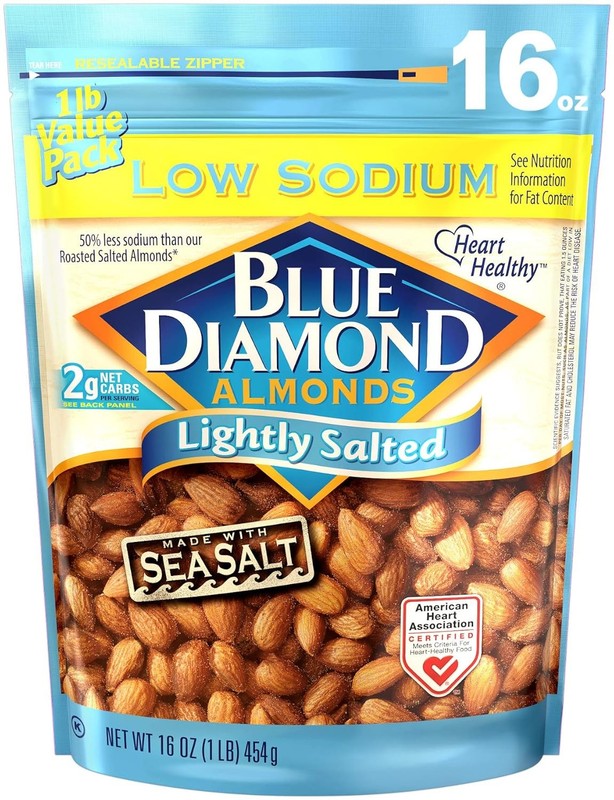 Low Sodium Lightly Salted Snack Nuts 16 Oz Resealable Bag Pack of 1