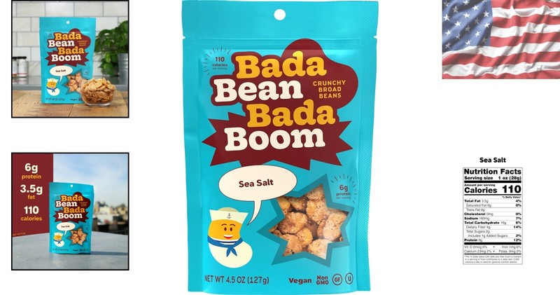 High Protein Plant-Based Snacks - Bada Bean, 100 Calorie Crunch, Sea Salt Flavor gallery
