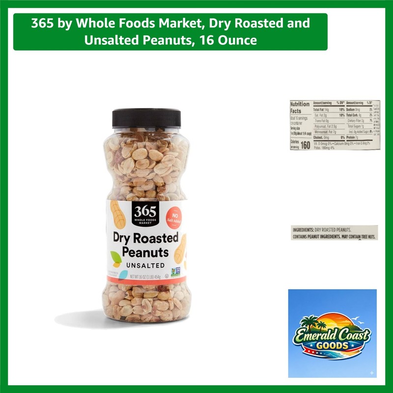 Gourmet 16 oz Dry Roasted Unsalted Peanuts - Perfect for Snacking & Recipes
