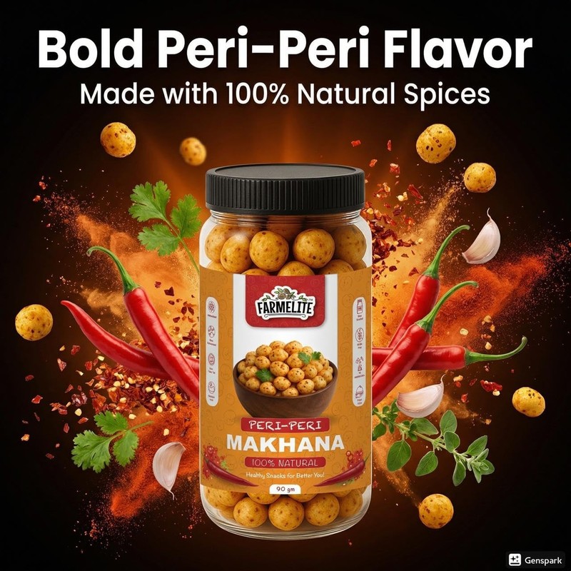 FARMELITE Peri Peri Makhana Pack of 2 | Roasted Fox Nuts Snack 180g gallery
