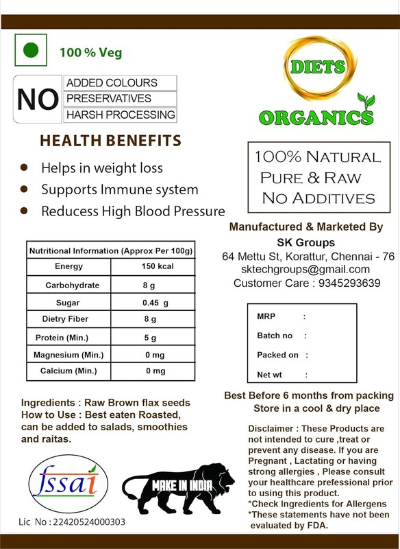 Diets Organics Flax Seeds 750gm gallery