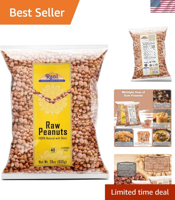 Spanish Grade Raw Peanuts 28oz - Fresh, Unsalted, Non-GMO, Ideal for Cooking
