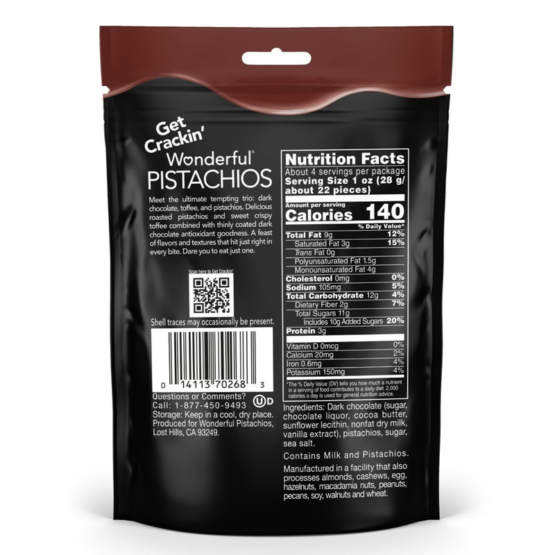 Wonderful Pistachios Chocolate Toffee, 4 Ounce Resealable Bag-free shipping gallery