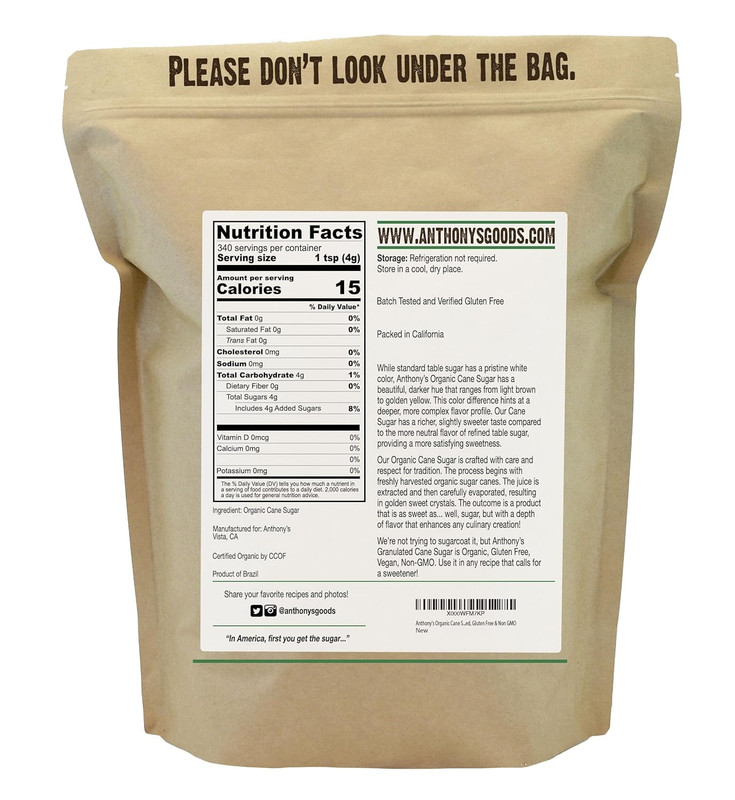Organic Cane Sugar, 3 Lb, Granulated, Gluten Free & Non GMO gallery