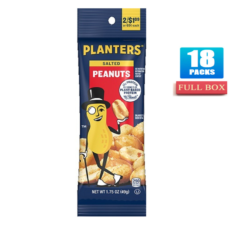 18x Packs Planters Salted Peanuts Tube – 1.75oz Each