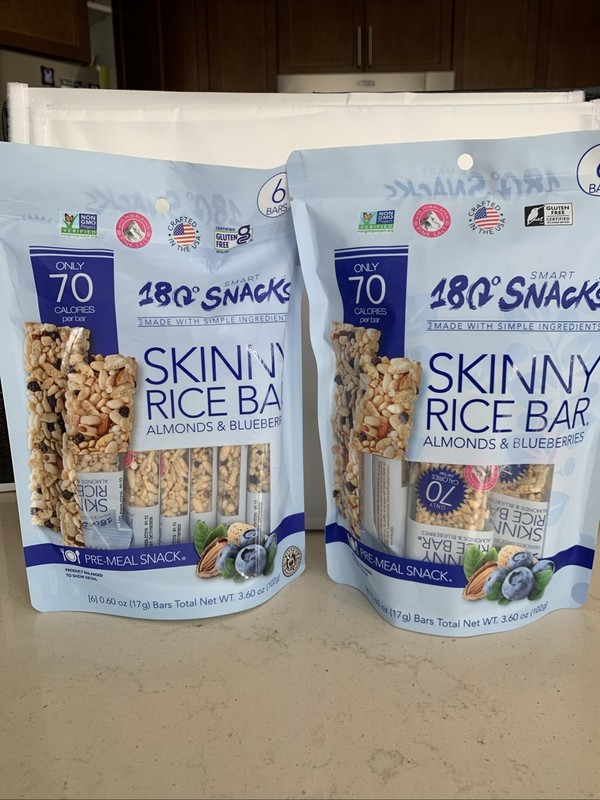 Skinny Rice Bar Almonds And Blueberry Bundle Of 2 Packs (6 Bars In Each)