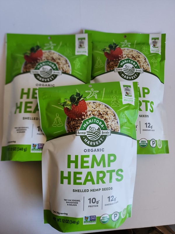 3× Manitoba Harvest Organic Hemp Hearts, 12oz, 10g Plant Based Protein and 12g