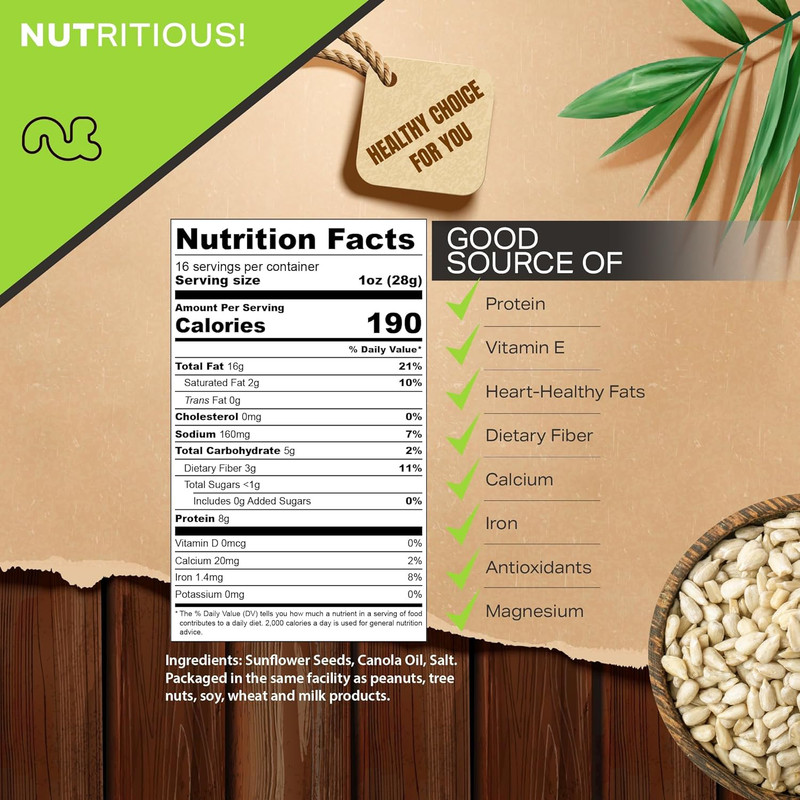 Nut Cravings - Roasted Salted Sunflower Seeds Kernels to eat, No Shell Hulled - gallery