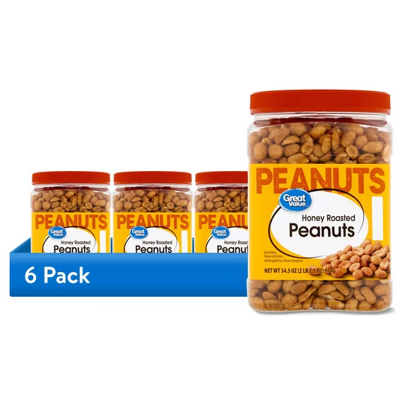 Great Value Honey Roasted Peanuts 34.5 oz 6 Pack 207 oz Total