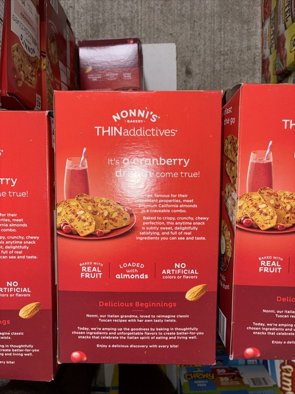 3 Pack – Nonni’s THINaddictives Cranberry Almond Crisps 15 pk.