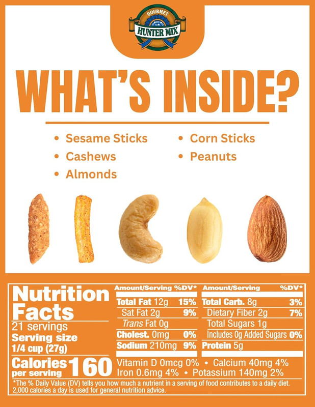 Cheesy Cheddar Hunter Bulk Trail Mix, 20 Oz (Pack of 1), Roasted Peanuts, Sesame gallery
