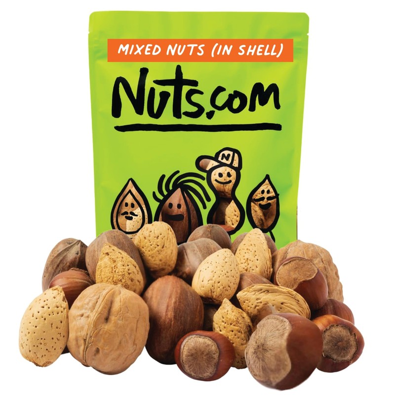 Nuts.com Mixed Nuts in Shell, No Brazil Nuts 3 lb Bag, Natural, Includes Wal…