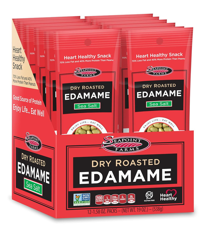 Seapoint Farms Dry Roasted Crunchy Edamame, Plant Based Snack, 20G Protein, 2 In