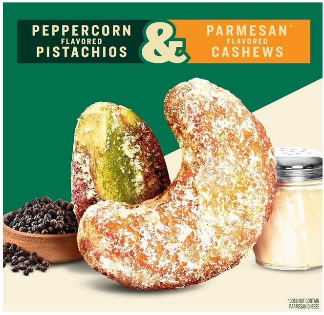 PLANTERS Nut Duos, Flavored Nuts, Peppercorn Pistachios & Parmesan Cashews 5oz gallery