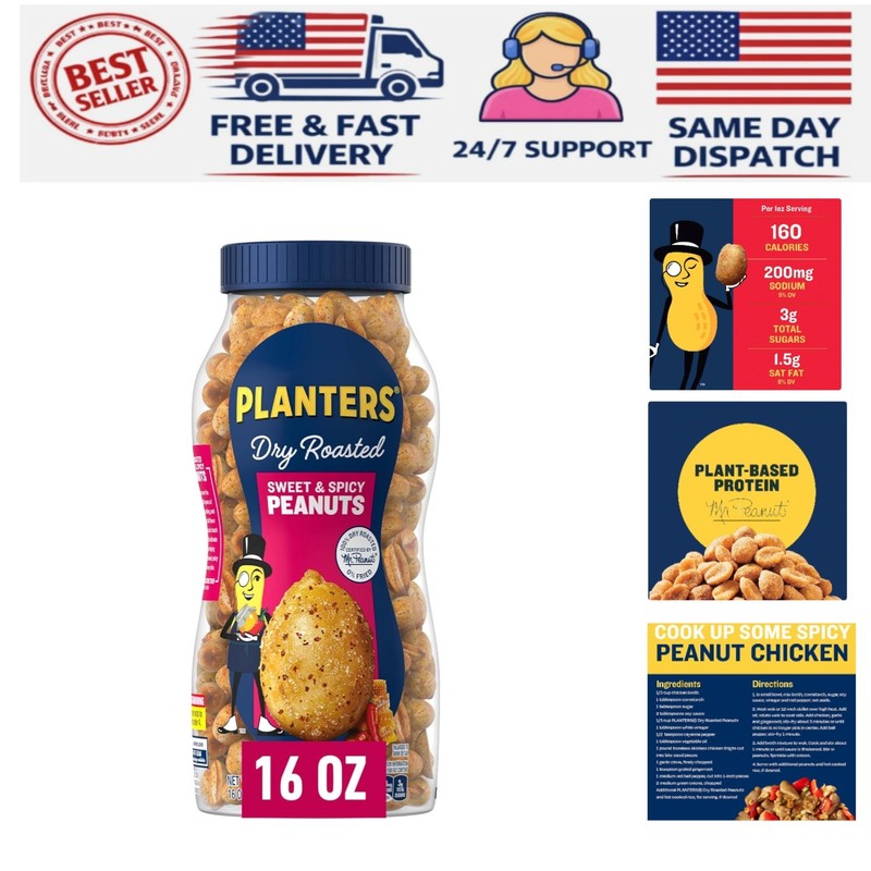 Shareable Nutty Goodness: Sweet and Spicy Peanuts in a Convenient 16 Oz Jar