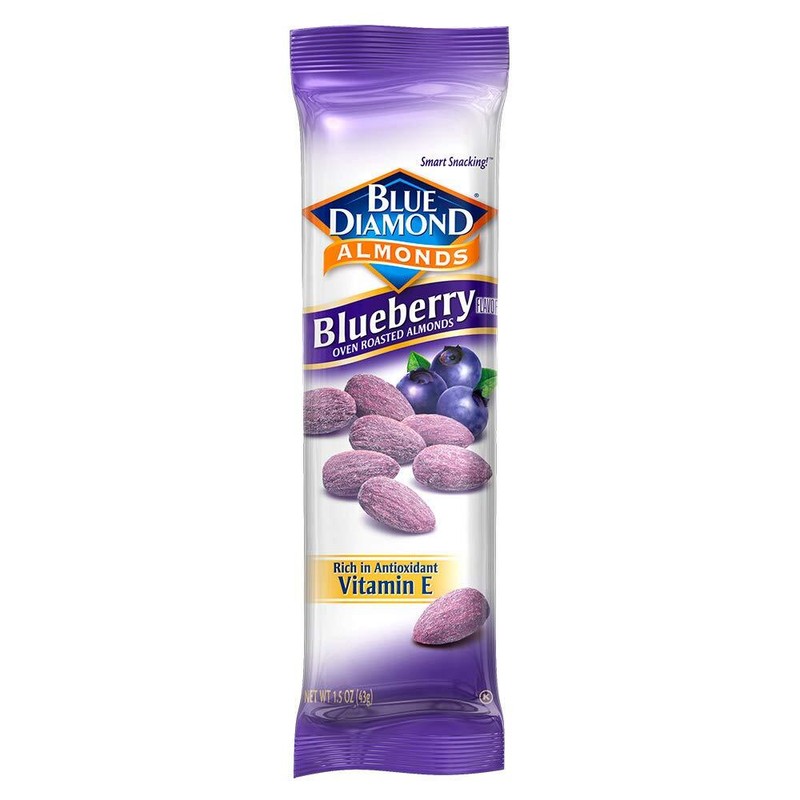 Blue Diamond Almonds Blueberry Flavored Snack Nuts Single Bag 1.5oz 12-Pack