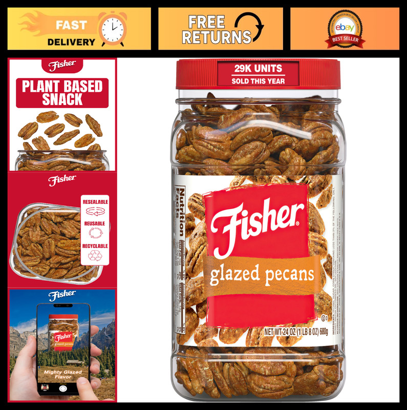 Candied Glazed Pecans 24 oz - Crunchy, Sweet Snack, Perfect for Gifting & Enjoym