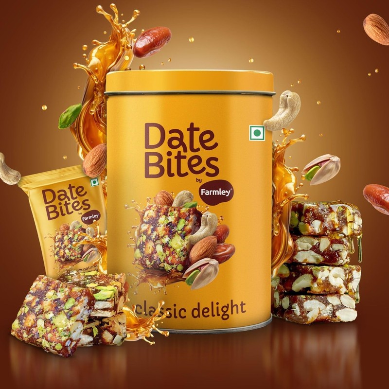 Farmley Dates Barfi Made with Dates,Pista, Cashews, Almonds,honey and Ghee 200gm