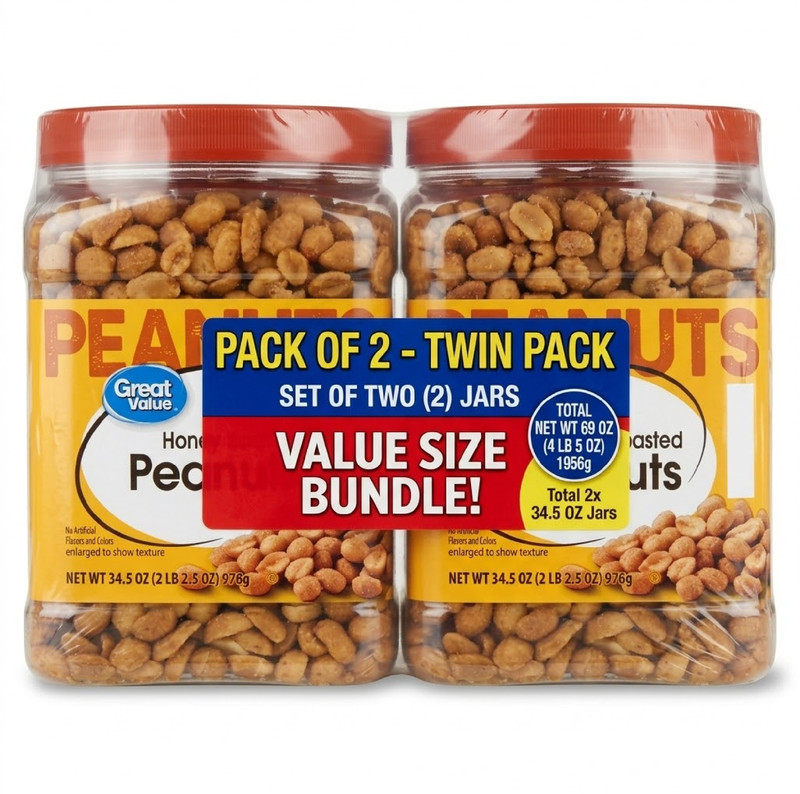 2 PK Great Value Honey Roasted Peanuts, 34.5 oz