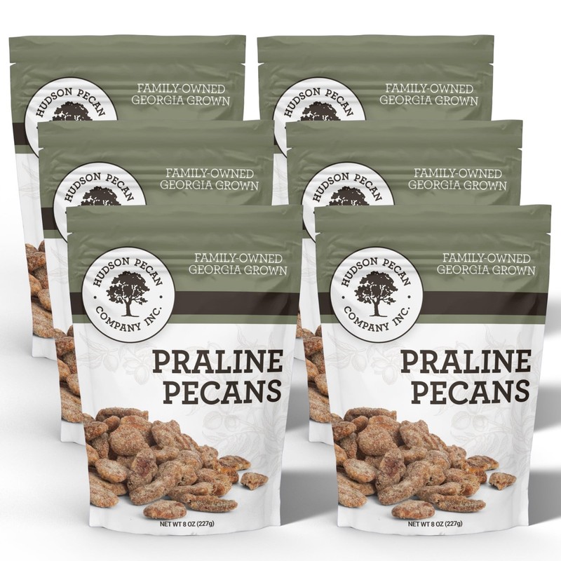 Gourmet Praline Roasted Georgia Pecans | Candied Southern Snack, 8 oz Pouch, 6-P gallery