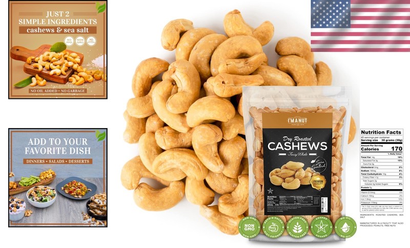 Fancy Cashews 48 oz - Whole, No Oil, & Keto gallery