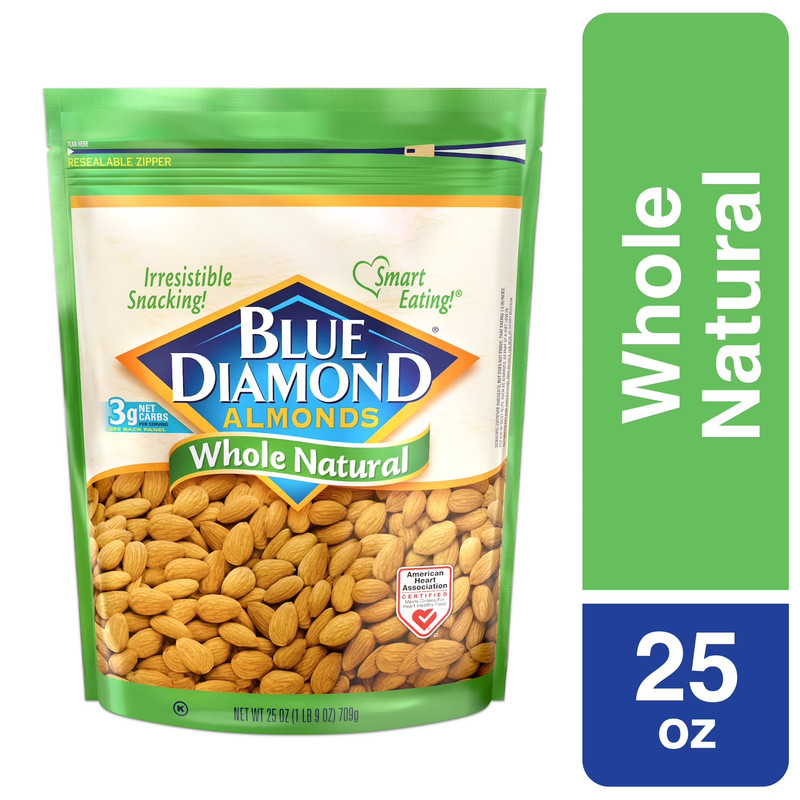 Blue Diamond Almonds, Whole Natural Raw Almonds Perfect for Gluten Free Snacking