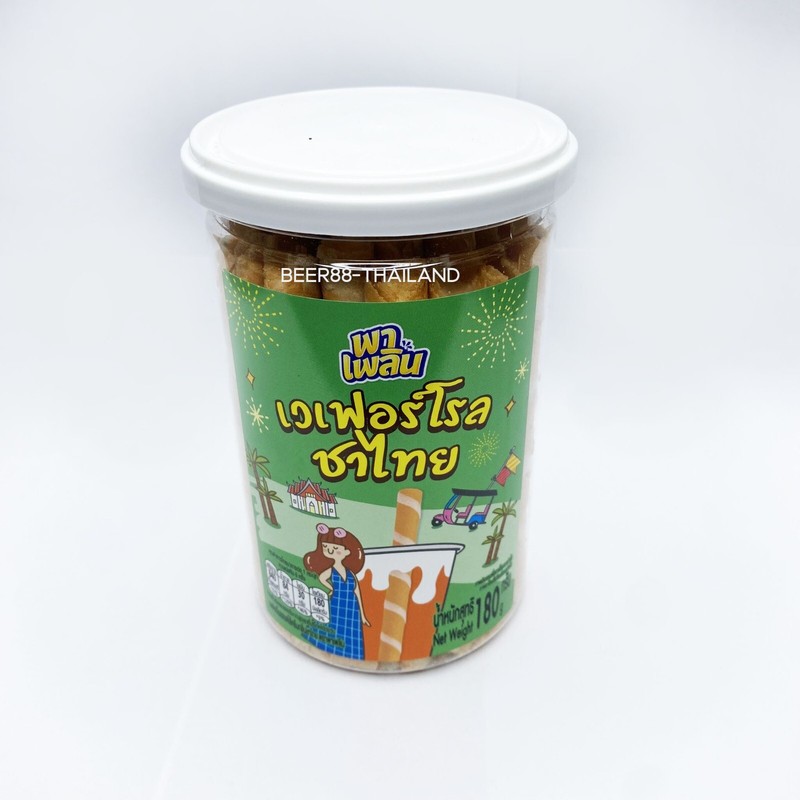 WAFER ROLL FILLED WITH THAI TEA FLAVOUR CREAM PAPLEM BRAND 180g