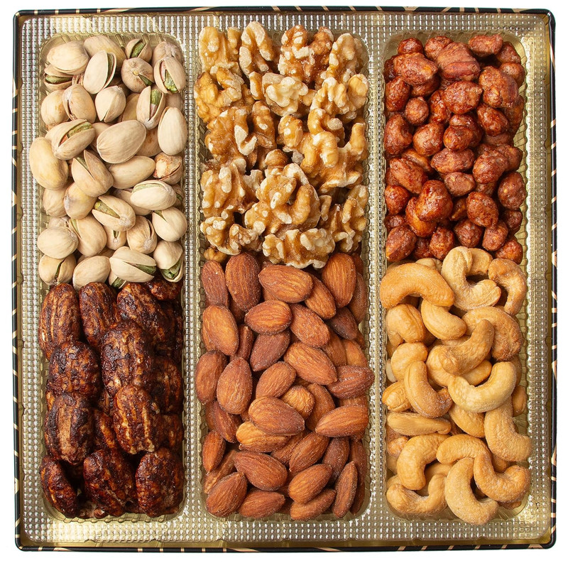 6 Section Nuts Gift Basket - Gourmet Assorted Nut Gifts Baskets - Healthy Nuts G gallery