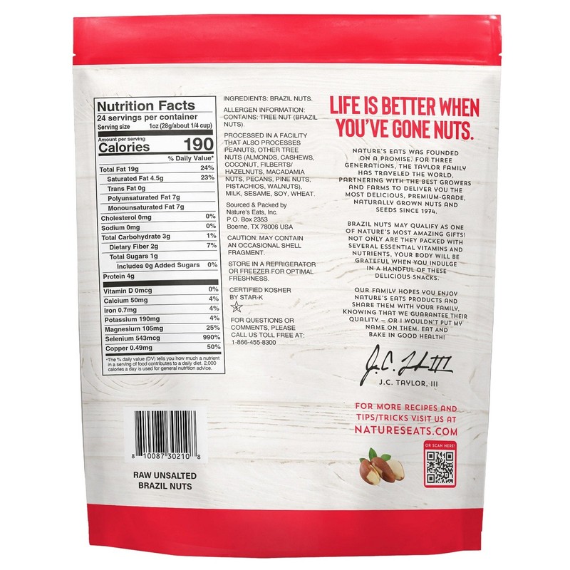 Nature's Eats Raw Unsalted Brazil Nuts (24 Ounce) gallery