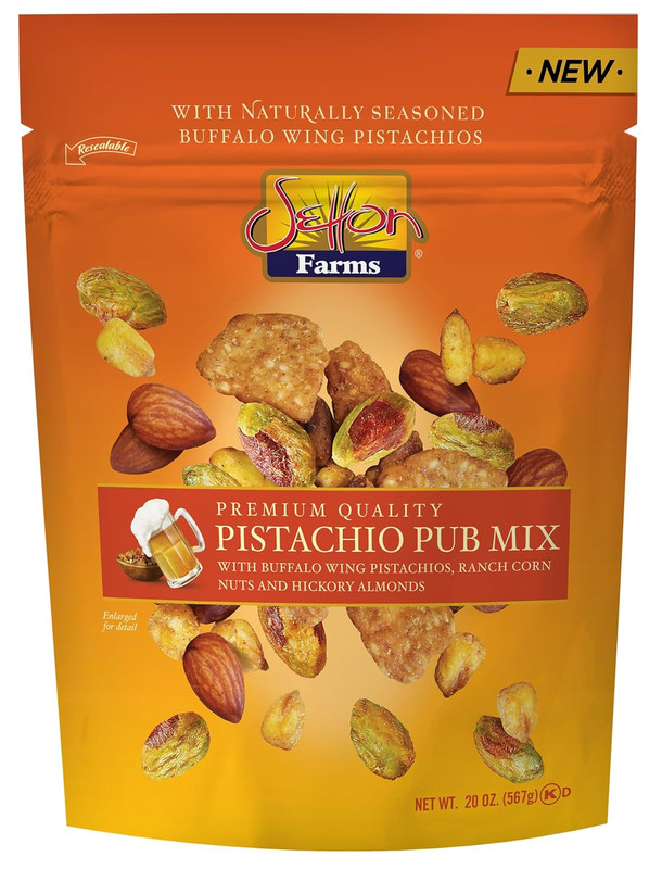 Pistachio Pub Mix 20 Oz. Value Bag. with Buffalo Wing Pistachios, Ranch Corn Nut